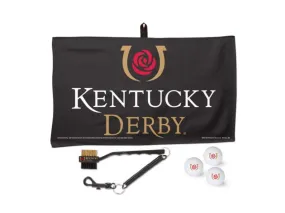 2018 Kentucky Derby Churchill Downs Golf Balls (3) Waffle Towel & Club Brush Set