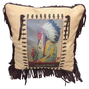 Rockmount Vintage Chief Leather Fringe Western Pillow